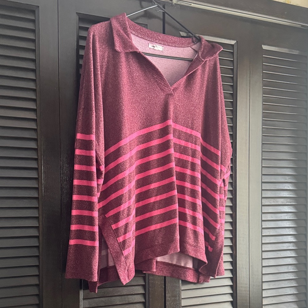 Striped Burgundy and Pink Sweater